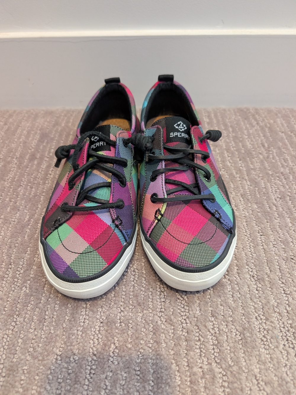 Women's Sperry Multicolor Plaid Canvas Lace-Up Low Top Sneakers (discontinued)